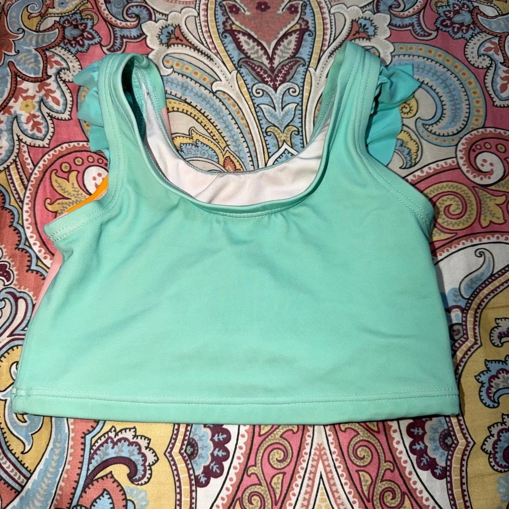 Hanna Andersson Disney Ariel Little Mermaid 2pc Swimsuit Mint Green Girls Size 4